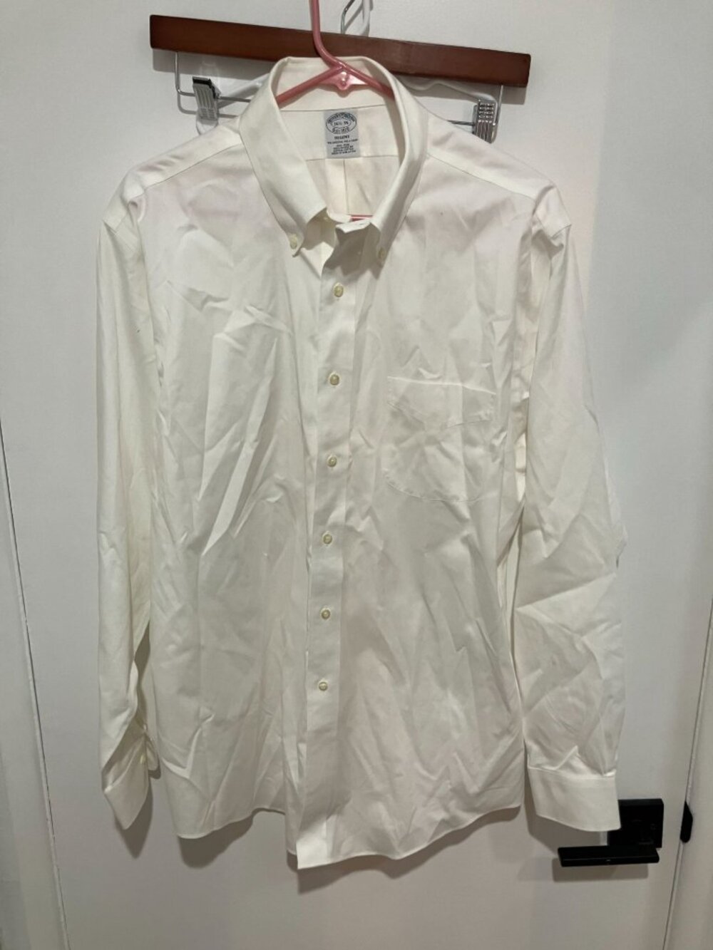 Brooks Brother Regent Non-Iron Dress Shirt, White, Size 16.5-35